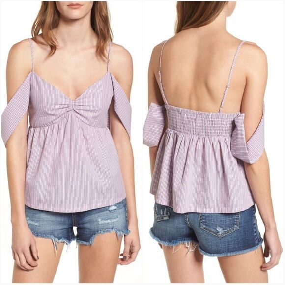 Socialite Stripe Cold Shoulder Top - Picture 1 of 9